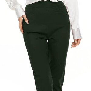 Funyyzo Stretchy Straight Leg Pants w/Pockets-Army Green-L-NWT